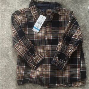 Nautica Brown & Navy Plaid Boys Button-Down Shirt